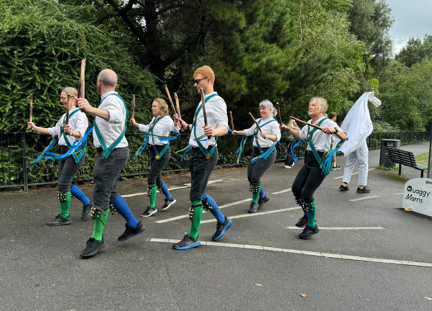 Quaggy Morris dancing in Ladywell Fields during our Stag Tour