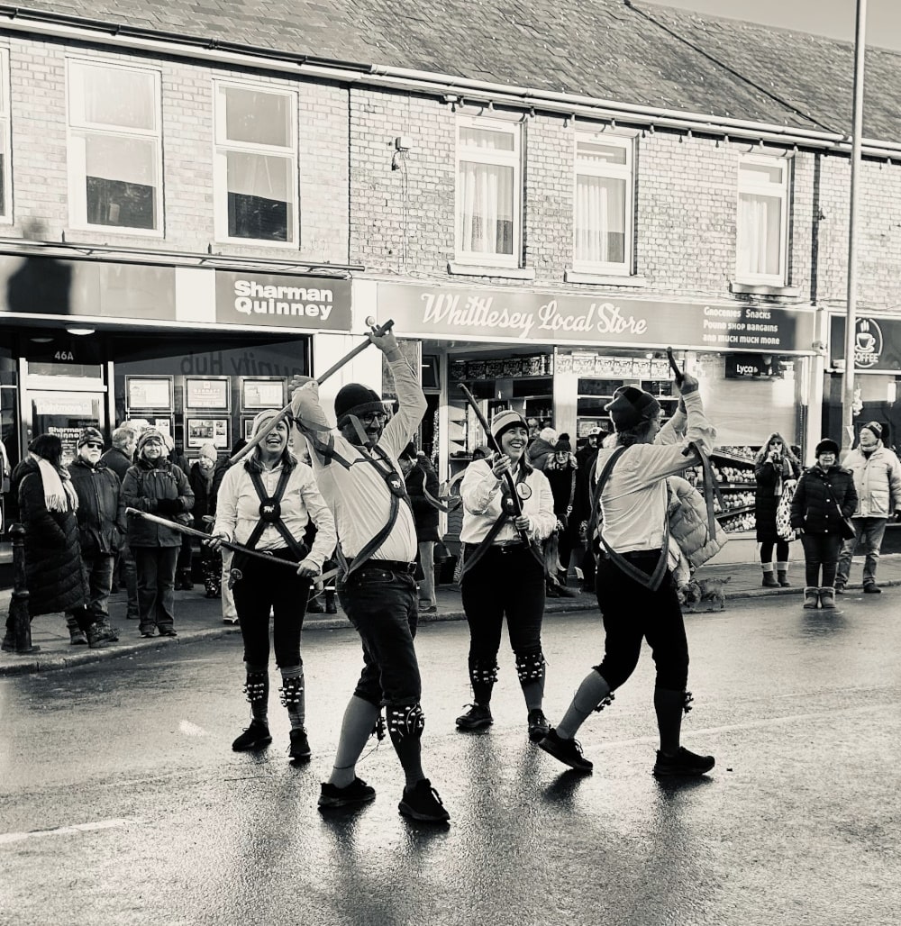Quaggy Morris dancing at the Whittlesea Strawbear festival